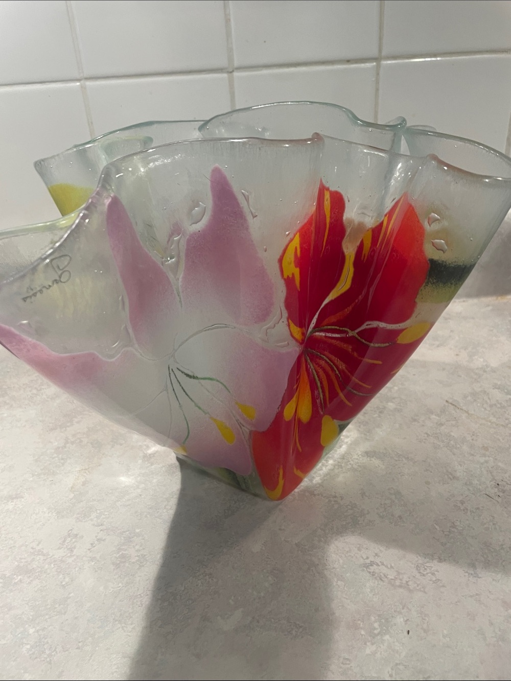 Vintage Genesis Christallery Hand-Blown Floral Vase